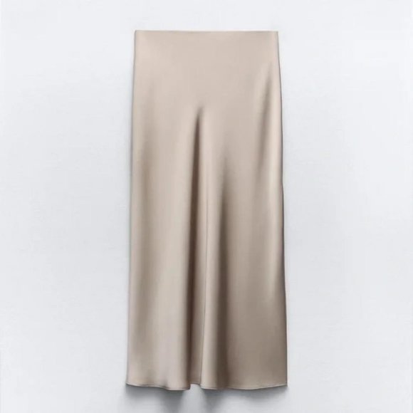 ZARA SATIN EFFECT MIDI SKIRT - Picture 4 of 5
